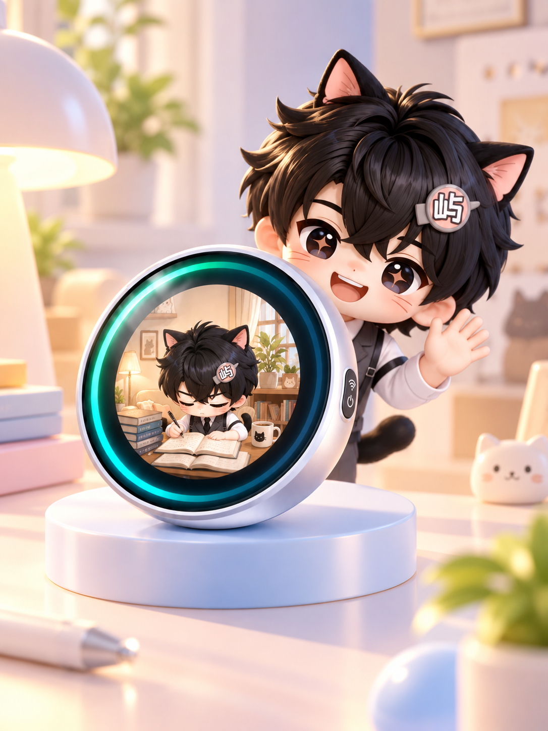 猫耳角色与星环一起出现,表达从回应到陪伴的关系